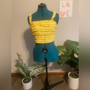 Yellow crop top , size : Large